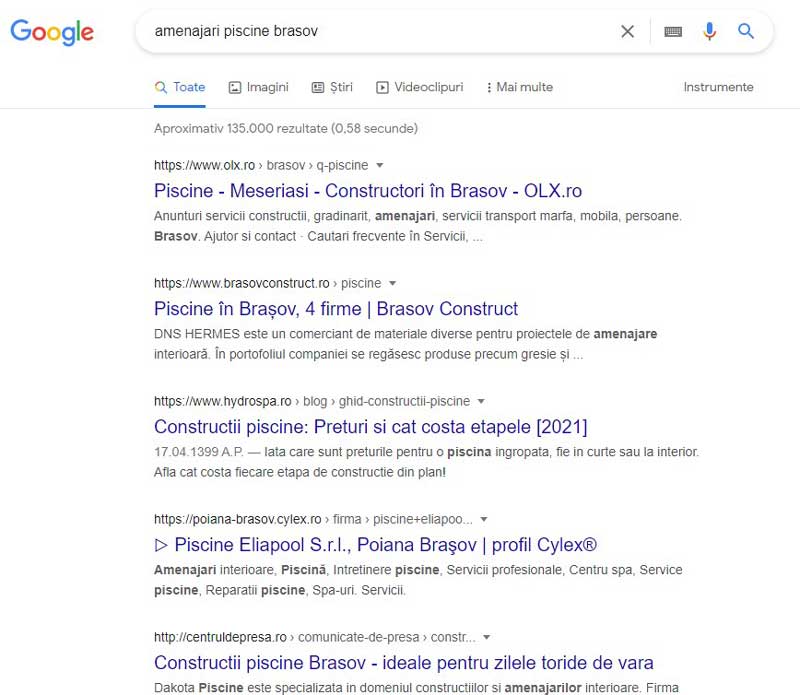 rezultate cautari google