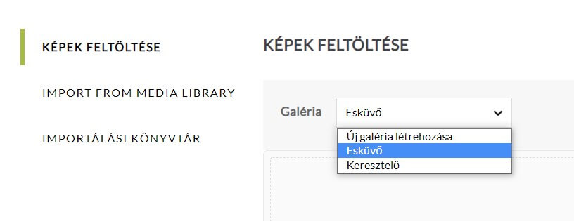 kepek feltoltese meglevo galeria