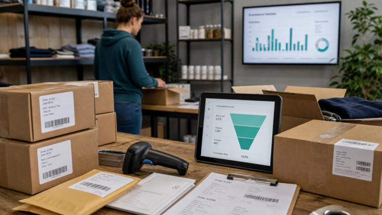 Acasă (v2) Urmarirea conversiilor ecommerce cu colete, scanner si funnel de vanzari