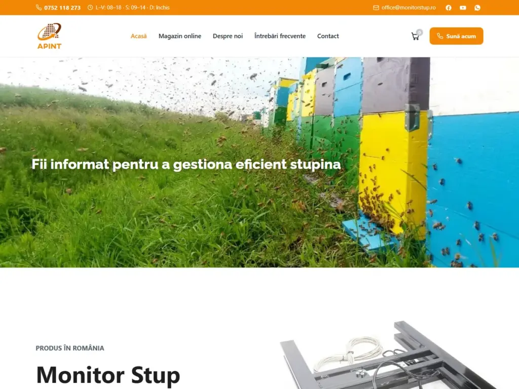 Creare magazin online (v7) Pagina principală a magazinului online MonitorStup, cu sisteme de monitorizare a stupilor